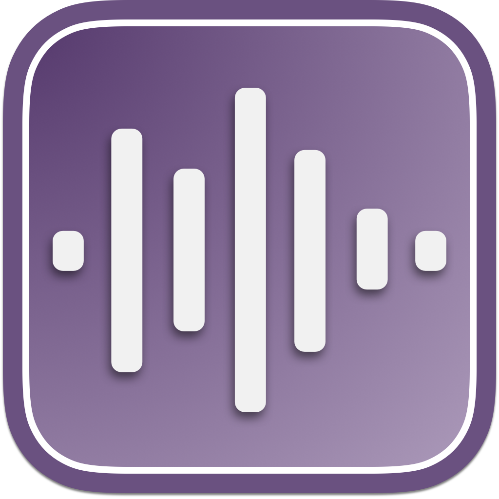 A purple square with an audio wave in the middle